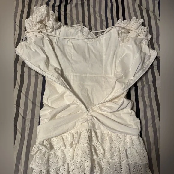 White Eyelet Ruffle Dress - Picture 6 of 8